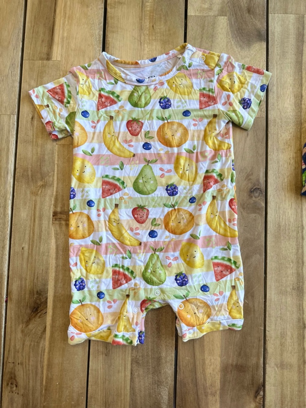 Fruit-Print Short Sleeve Baby One-Piece Romper - Multicolor Fruit